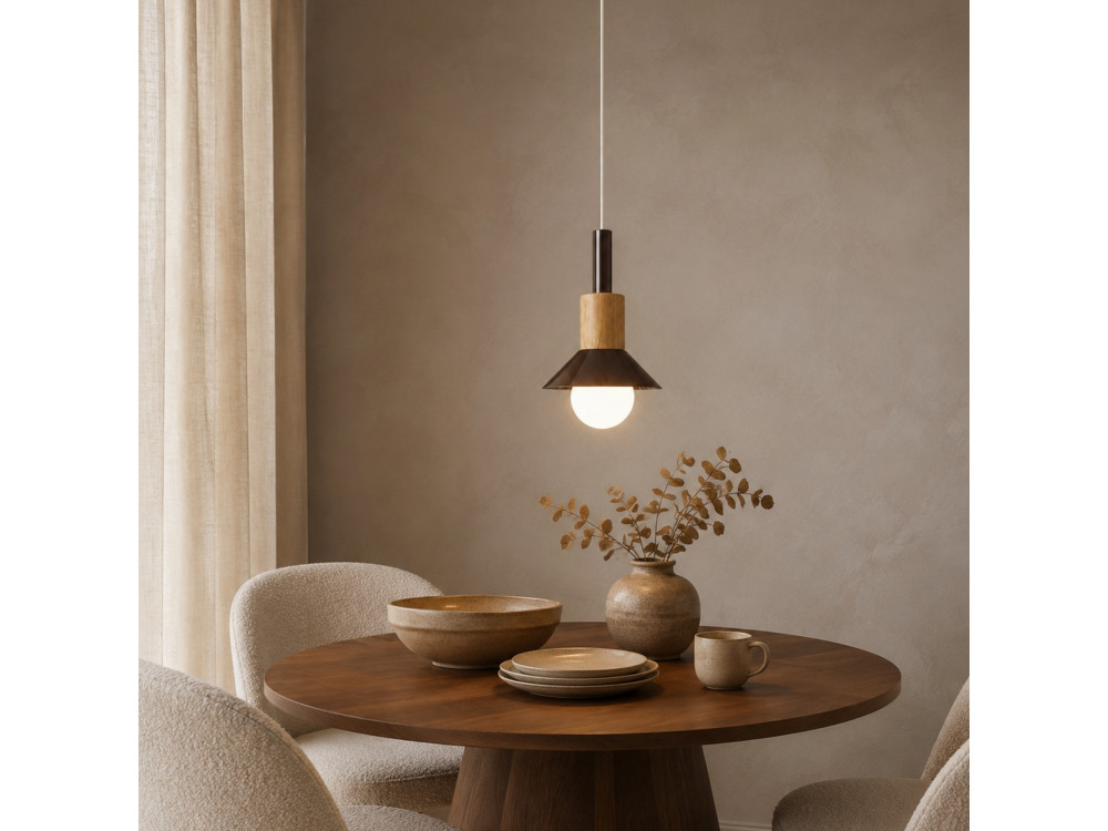 Metalen hanglamp "Elwood" - 14 x 26 cm - Bruin