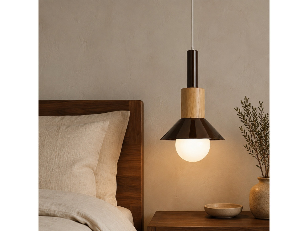 Metalen hanglamp "Elwood" - 14 x 26 cm - Bruin