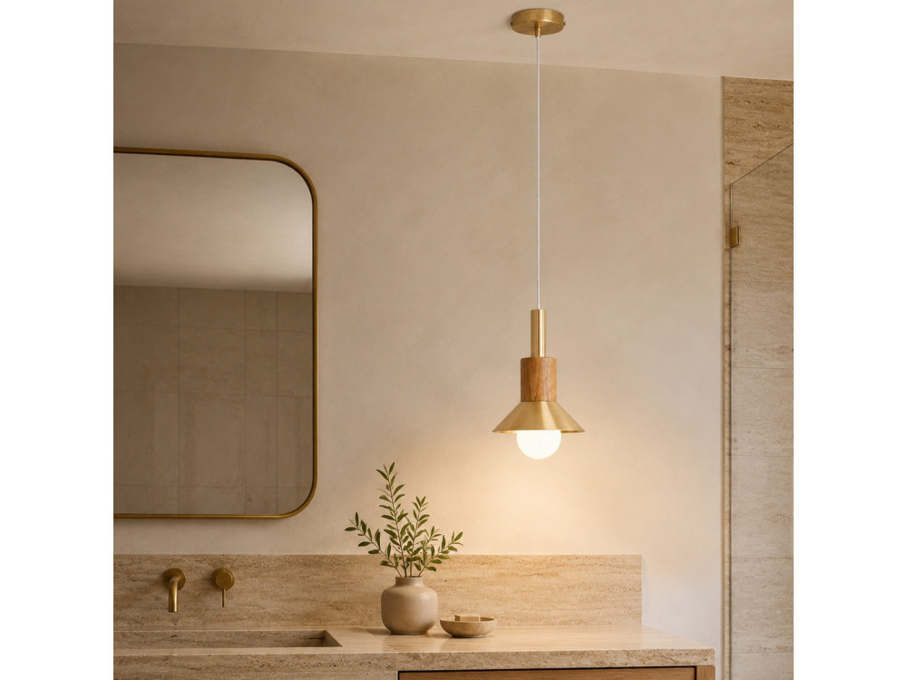 Metalen hanglamp "Elwood" - 14 x 26 cm - Geel