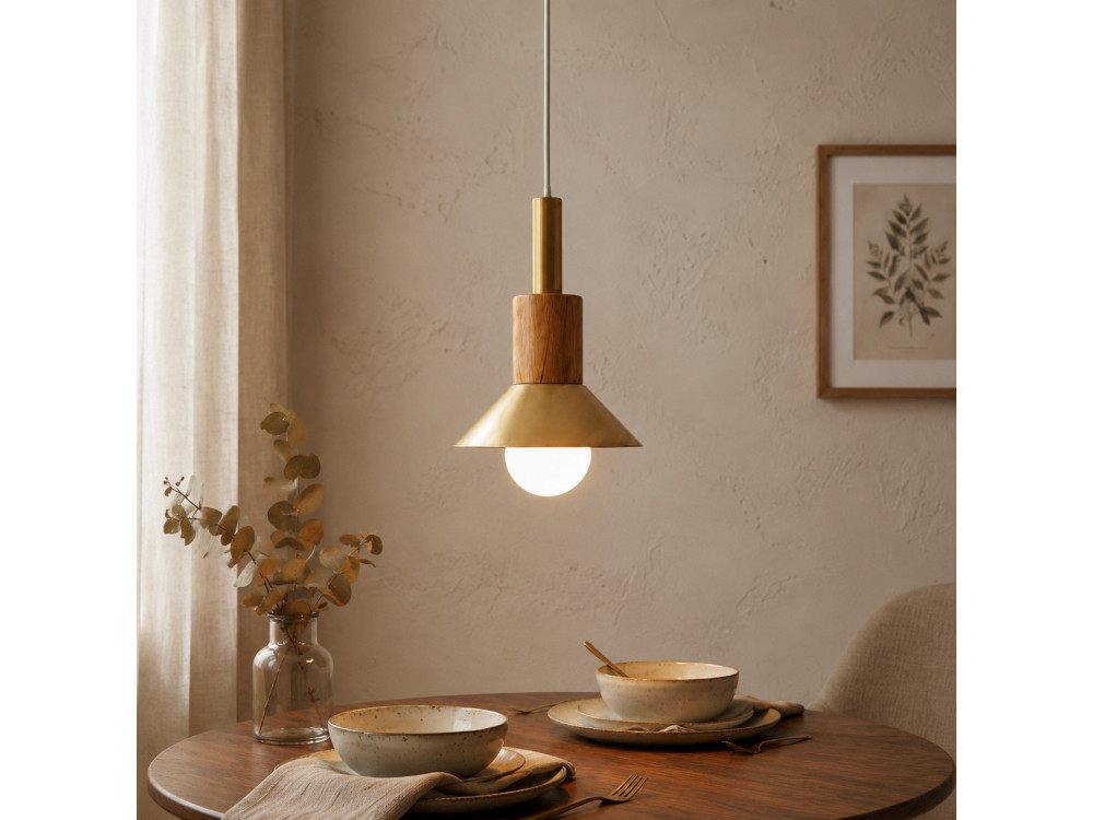 Metalen hanglamp "Elwood" - 14 x 26 cm - Geel