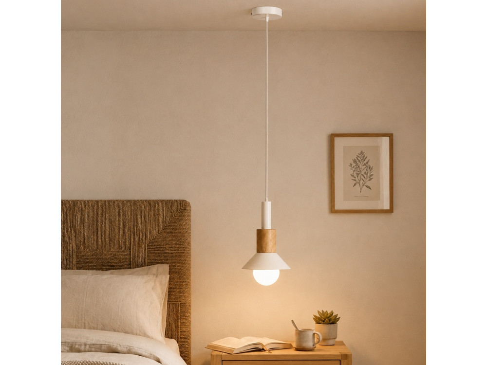 Metalen hanglamp "Elwood" - 10 x 25 cm - Beige