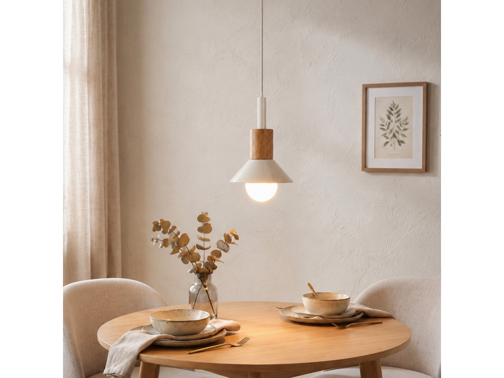 Metalen hanglamp "Elwood" - 10 x 25 cm - Beige