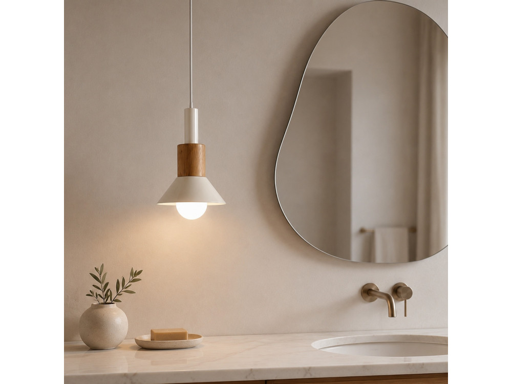 Metalen hanglamp "Elwood" - 10 x 25 cm - Beige
