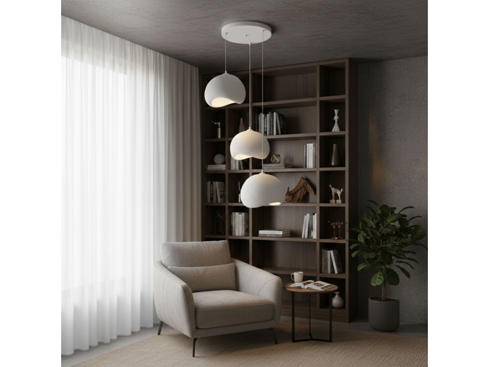 Metalen kroonluchter "Yontu" - 55 x 29 x 120 cm - Wit