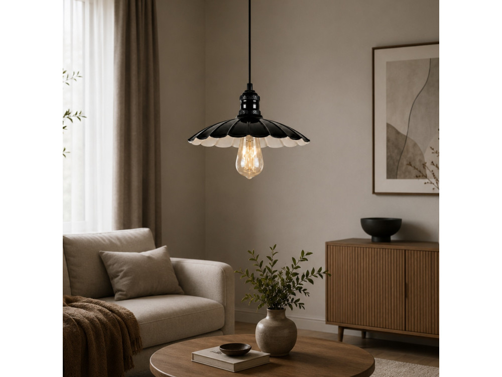 Metalen hanglamp "Volan" - 25 x 25 cm - Zwart
