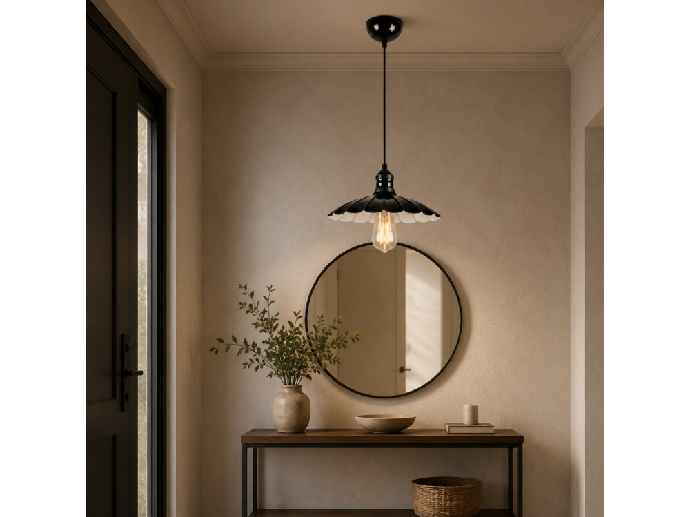 Metalen hanglamp "Volan" - 25 x 25 cm - Zwart