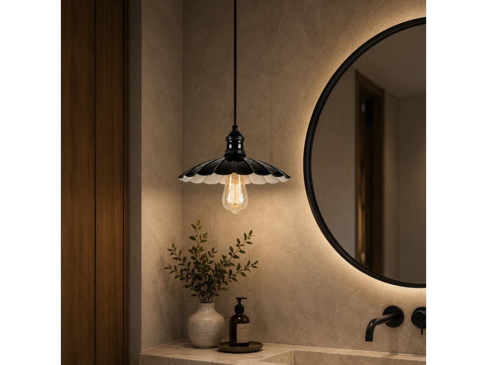 Metalen hanglamp "Volan" - 25 x 25 cm - Zwart