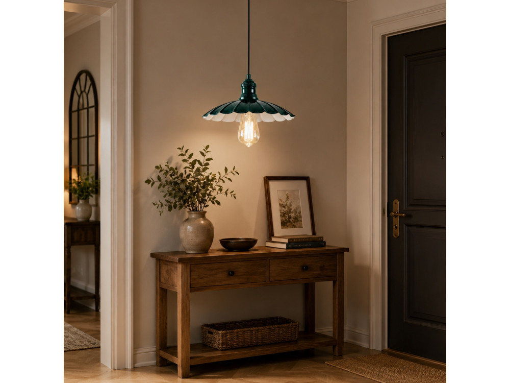 Metalen hanglamp "Volan" - 25 x 25 cm - Donkergroen