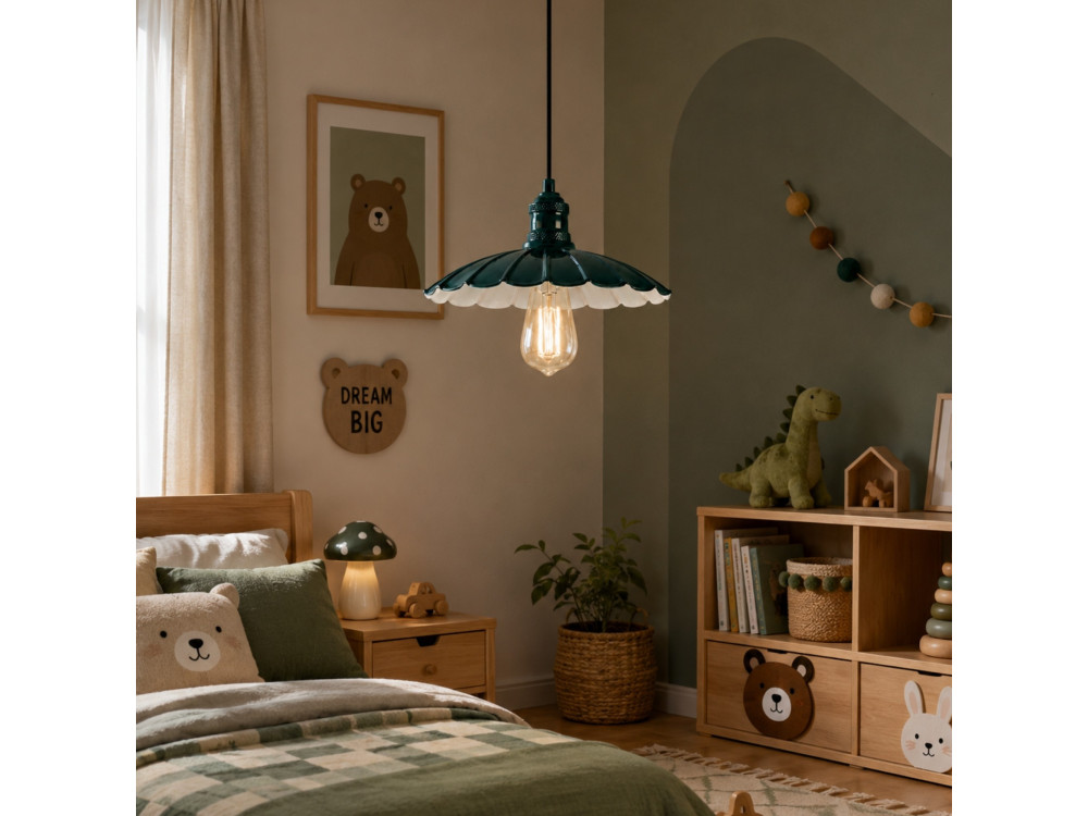 Metalen hanglamp "Volan" - 25 x 25 cm - Donkergroen