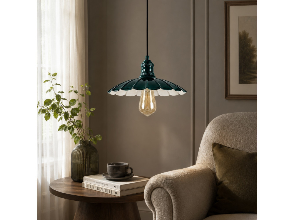 Metalen hanglamp "Volan" - 25 x 25 cm - Donkergroen