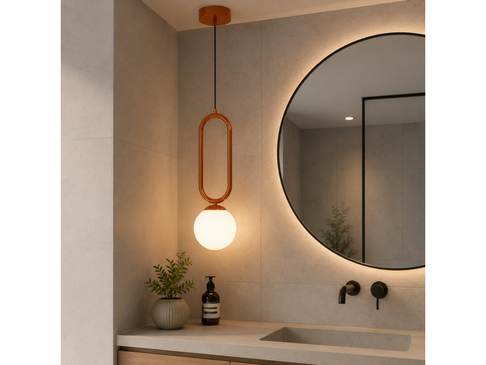 Metalen hanglamp "Loop" - 15 x 15 cm - Bruin