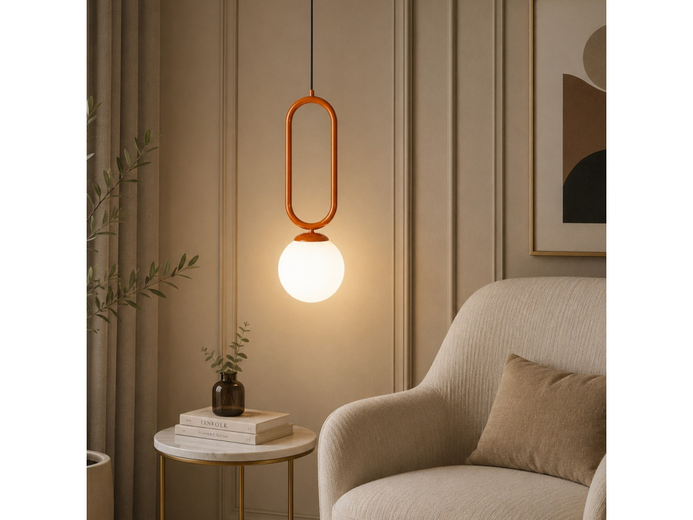 Metalen hanglamp "Loop" - 15 x 15 cm - Bruin