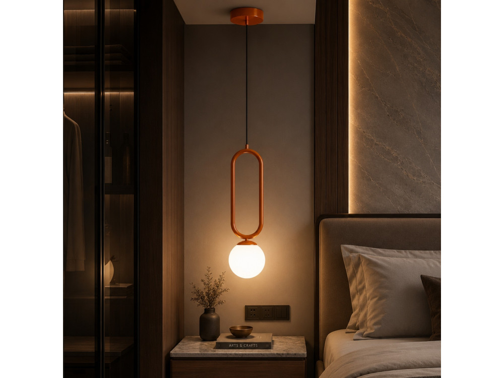 Metalen hanglamp "Loop" - 15 x 15 cm - Bruin