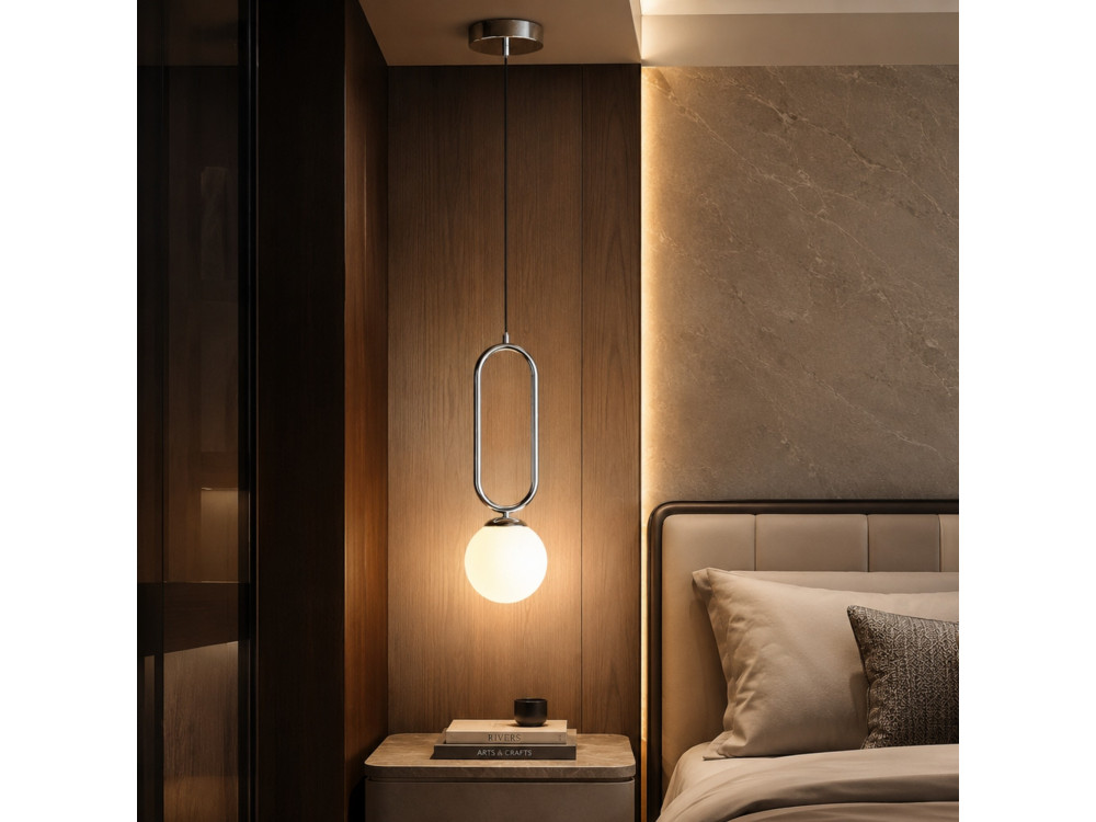 Metalen hanglamp "Loop" - 15 x 15 cm - Chroom