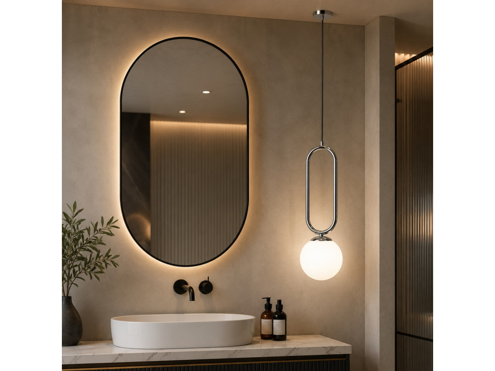 Metalen hanglamp "Loop" - 15 x 15 cm - Chroom