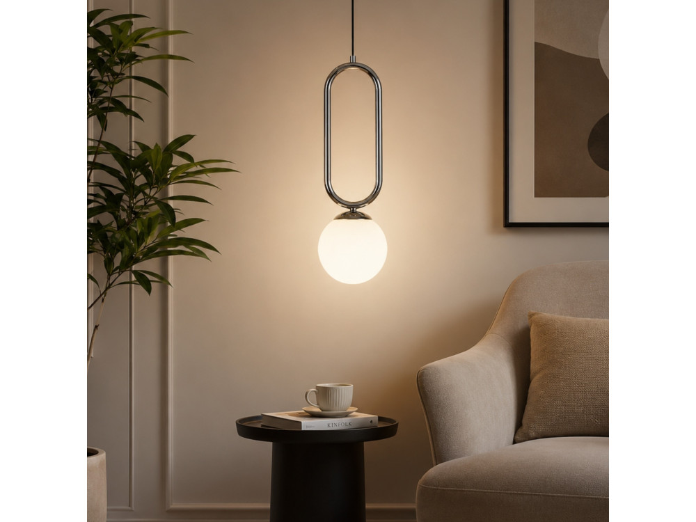 Metalen hanglamp "Loop" - 15 x 15 cm - Chroom