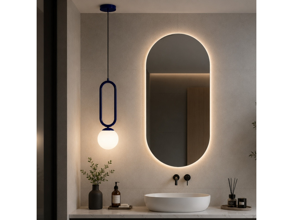 Metalen hanglamp "Loop" - 15 x 15 cm - Marineblauw
