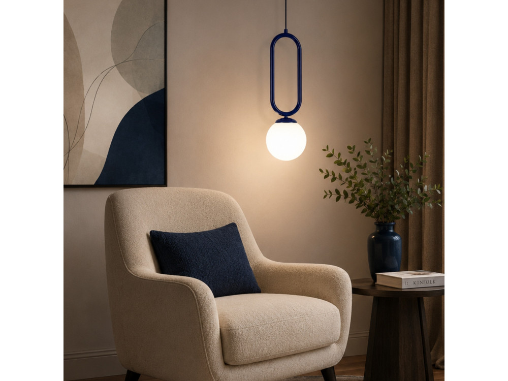 Metalen hanglamp "Loop" - 15 x 15 cm - Marineblauw