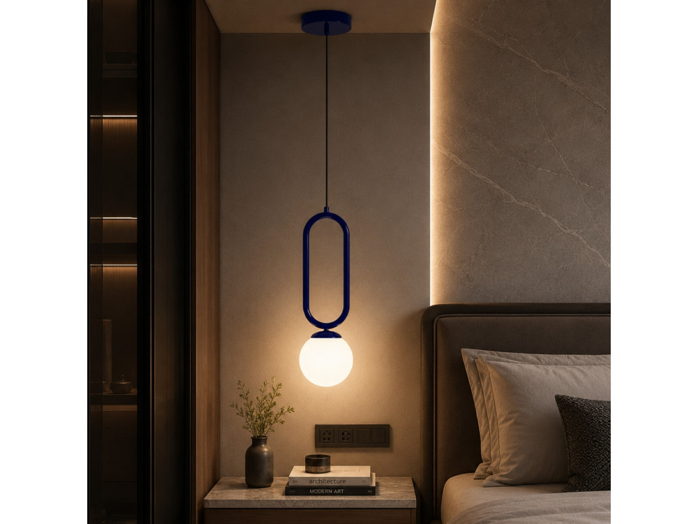 Metalen hanglamp "Loop" - 15 x 15 cm - Marineblauw