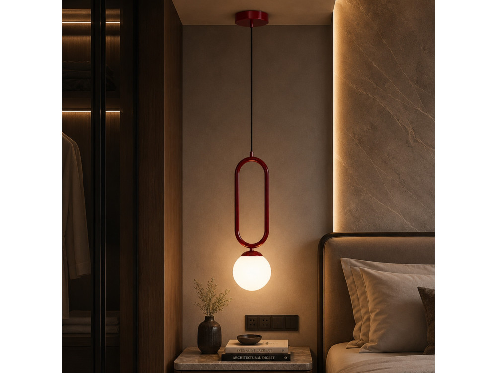 Metalen hanglamp "Loop" - 15 x 15 cm - Bordeaux