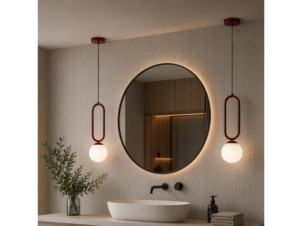 Metalen hanglamp "Loop" - 15 x 15 cm - Bordeaux