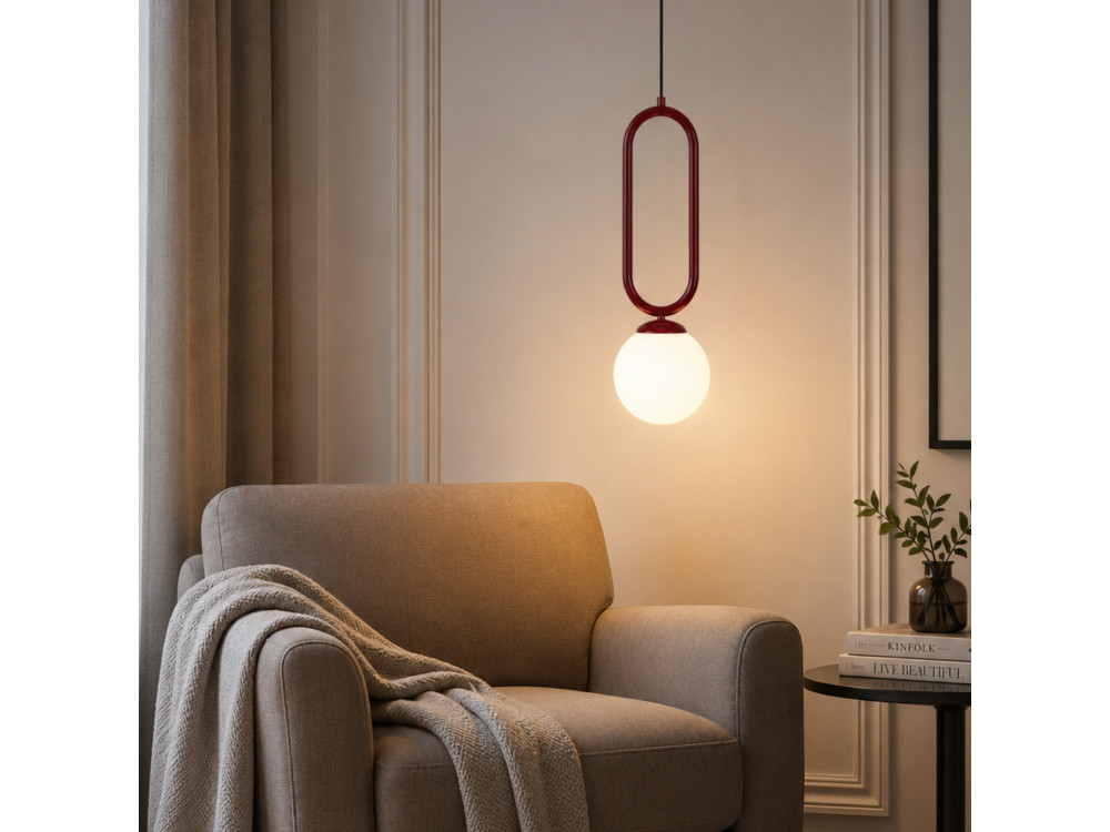 Metalen hanglamp "Loop" - 15 x 15 cm - Bordeaux