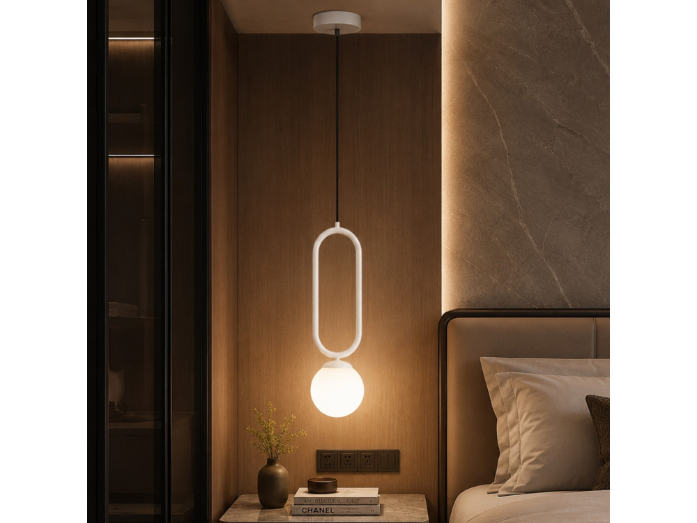 Metalen hanglamp "Loop" - 15 x 15 cm - Wit