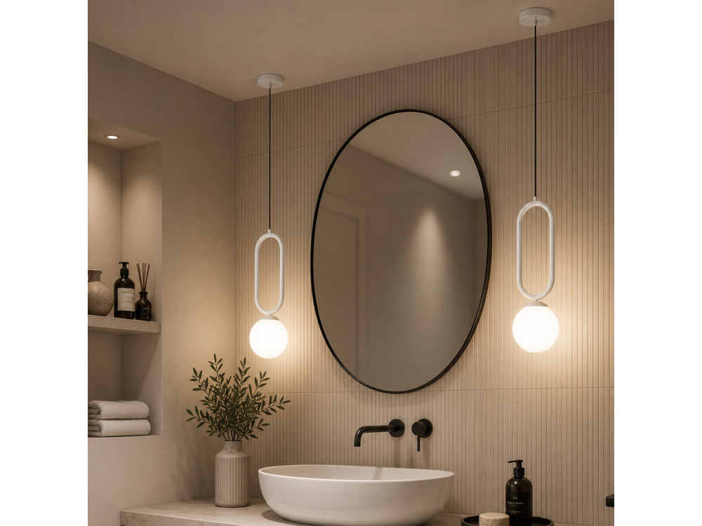 Metalen hanglamp "Loop" - 15 x 15 cm - Wit