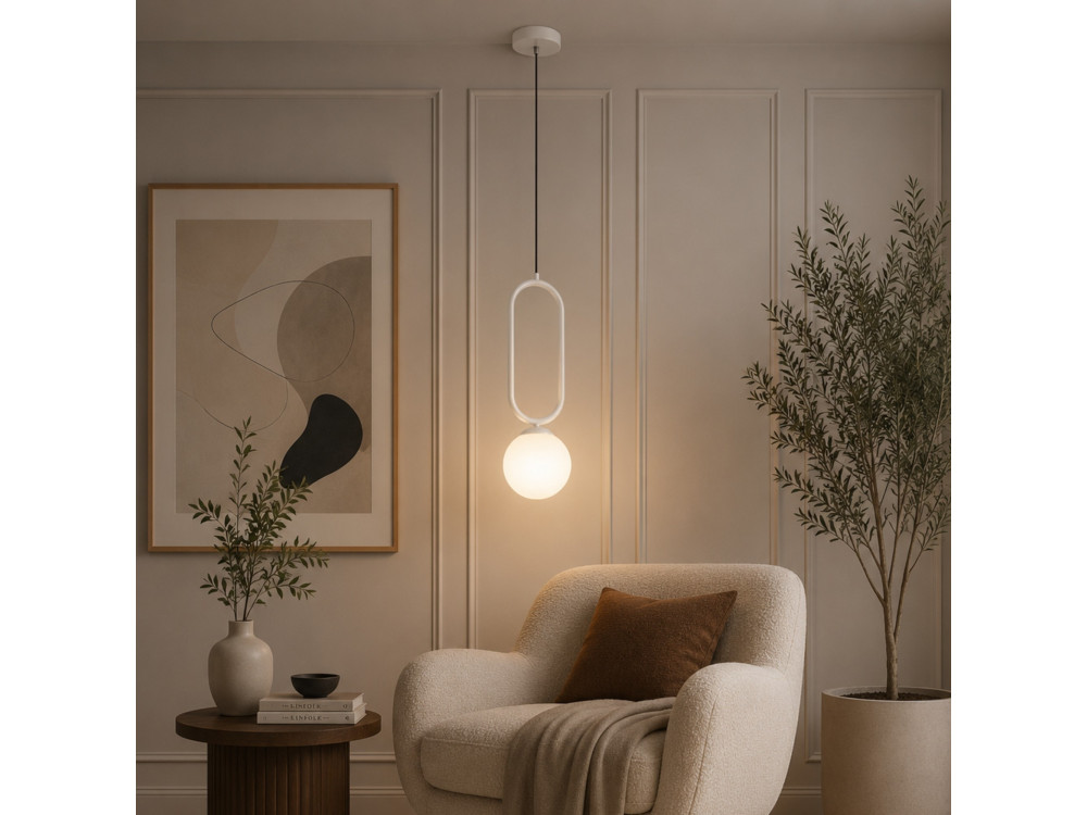 Metalen hanglamp "Loop" - 15 x 15 cm - Wit