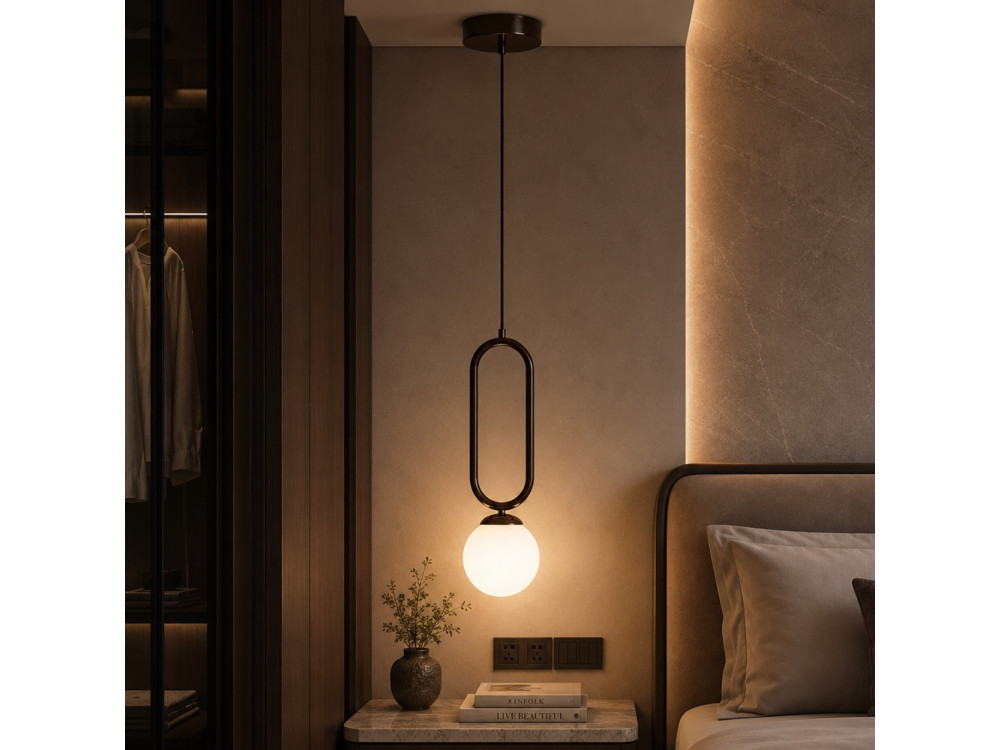 Metalen hanglamp "Loop" - 15 x 15 cm - Donkerbruin