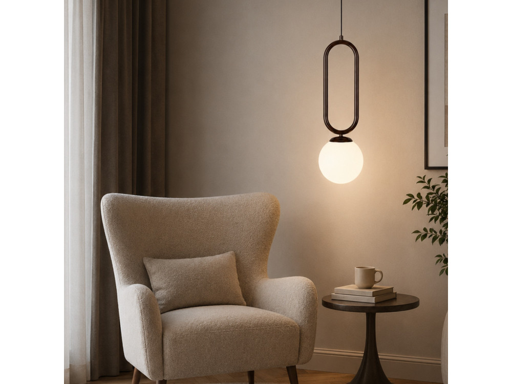 Metalen hanglamp "Loop" - 15 x 15 cm - Donkerbruin