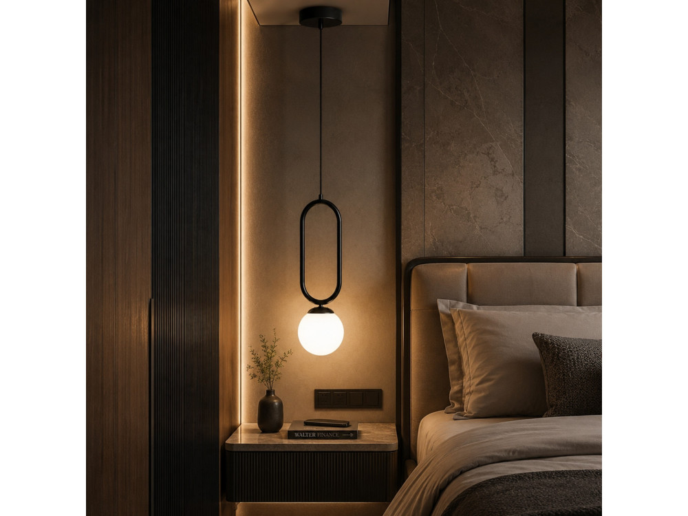 Metalen hanglamp "Loop" - 15 x 15 cm - Zwart