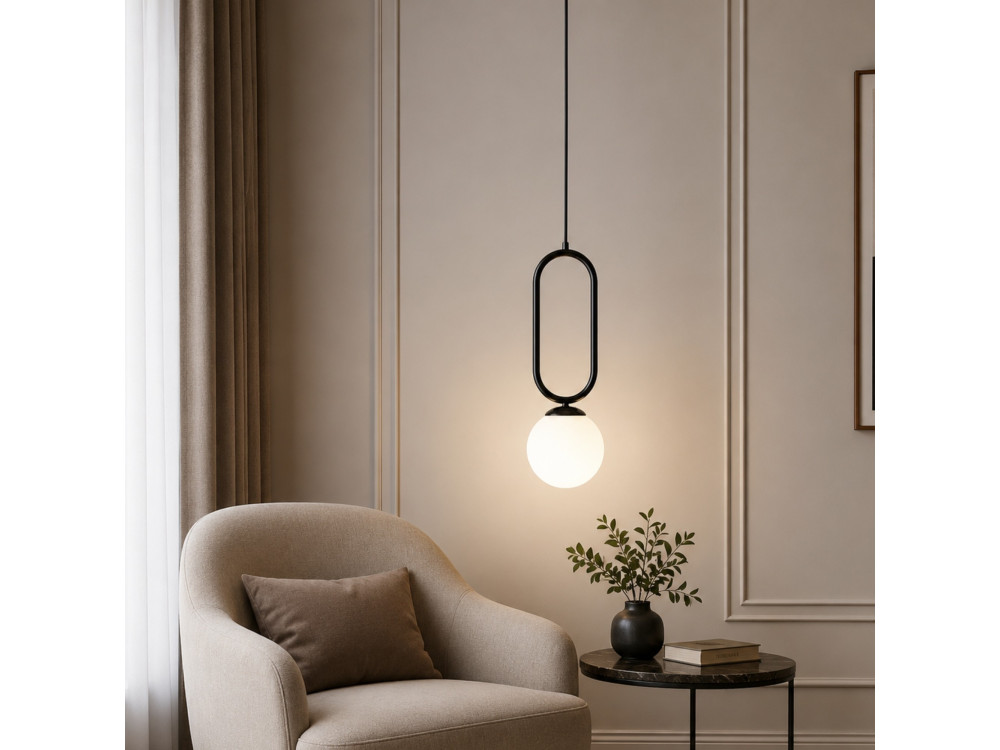 Metalen hanglamp "Loop" - 15 x 15 cm - Zwart