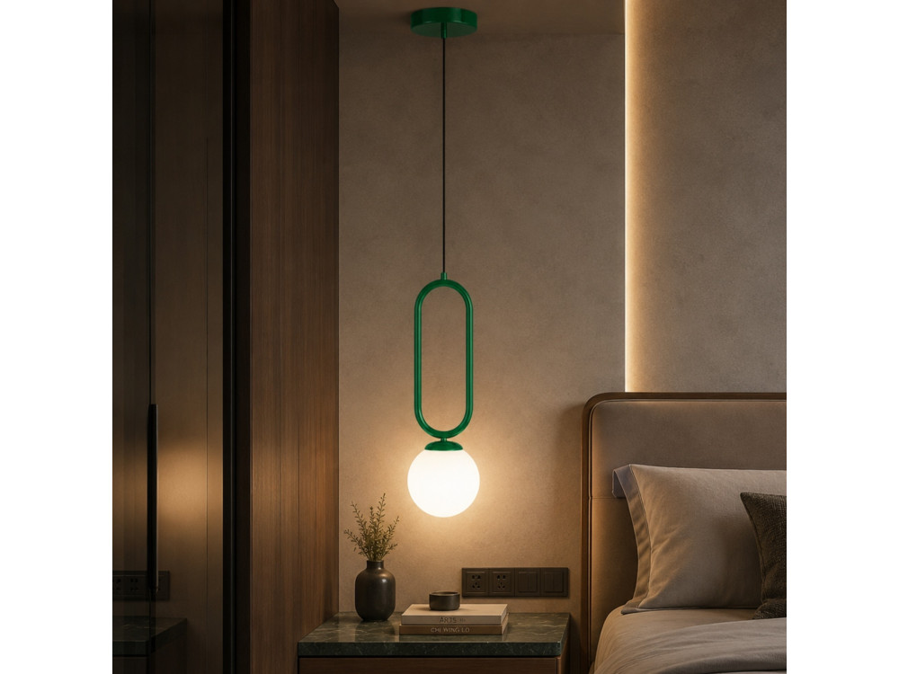 Metalen hanglamp "Loop" - 15 x 15 cm - Donkergroen