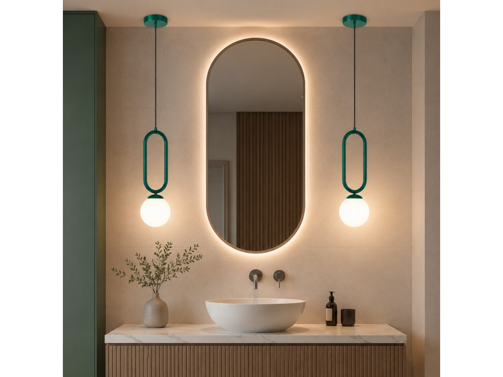 Metalen hanglamp "Loop" - 15 x 15 cm - Donkergroen