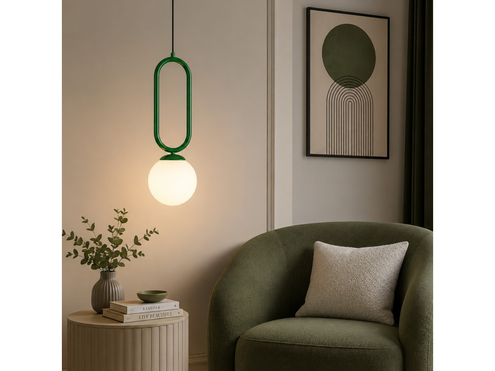 Metalen hanglamp "Loop" - 15 x 15 cm - Donkergroen