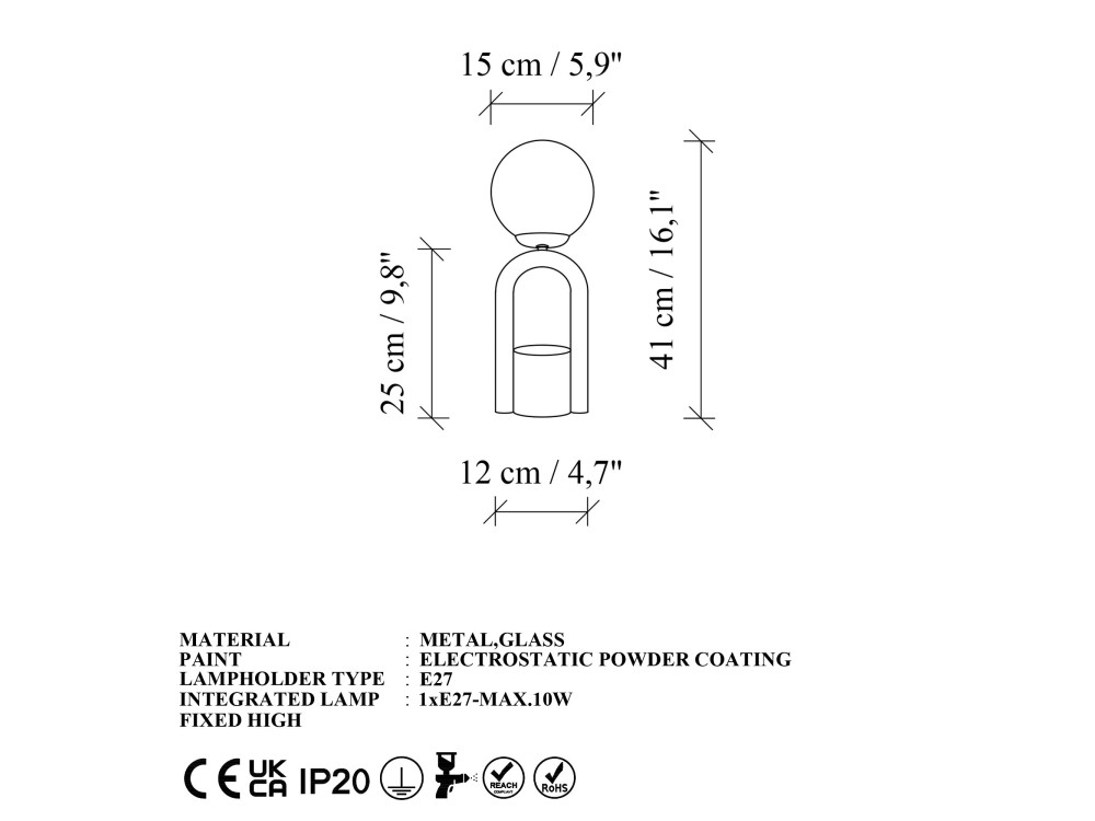 Metalen tafellamp "Loop" - 15 x 15 cm - Wit