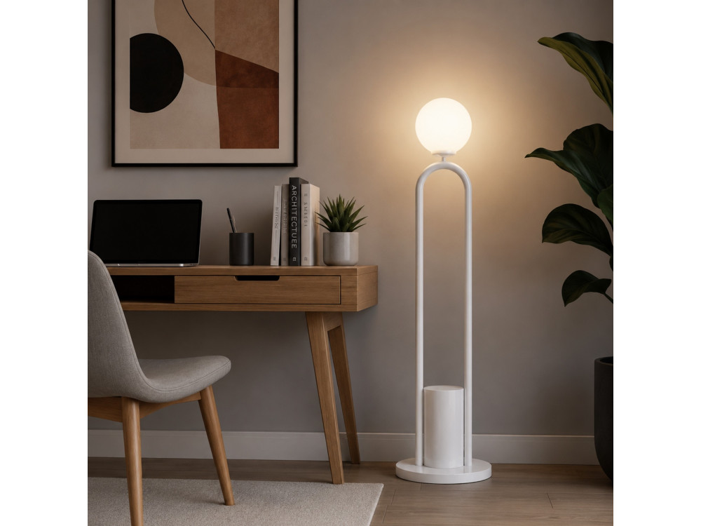 Metalen staande lamp "Loop" - 30 x 30 cm - Wit