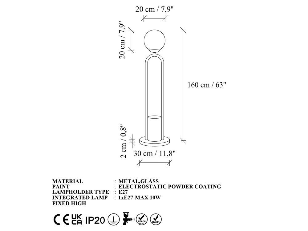 Metalen staande lamp "Loop" - 30 x 30 cm - Groen