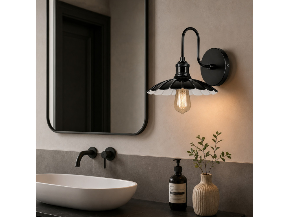 Metalen wandlamp "Volan" - 25 x 30 cm - Zwart