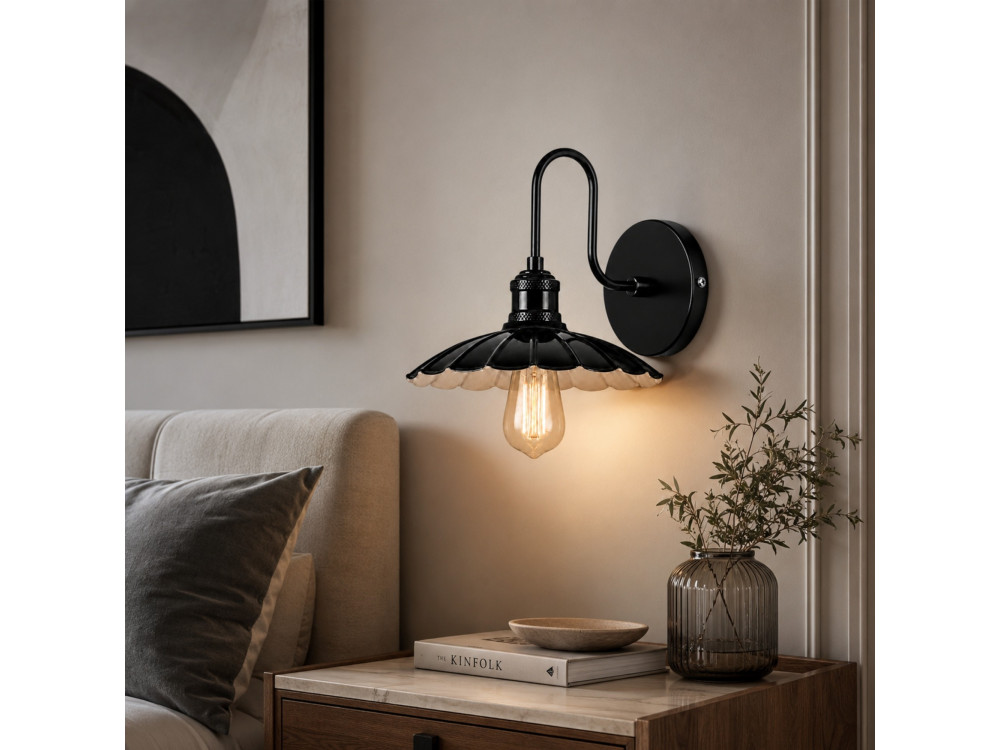 Metalen wandlamp "Volan" - 25 x 30 cm - Zwart