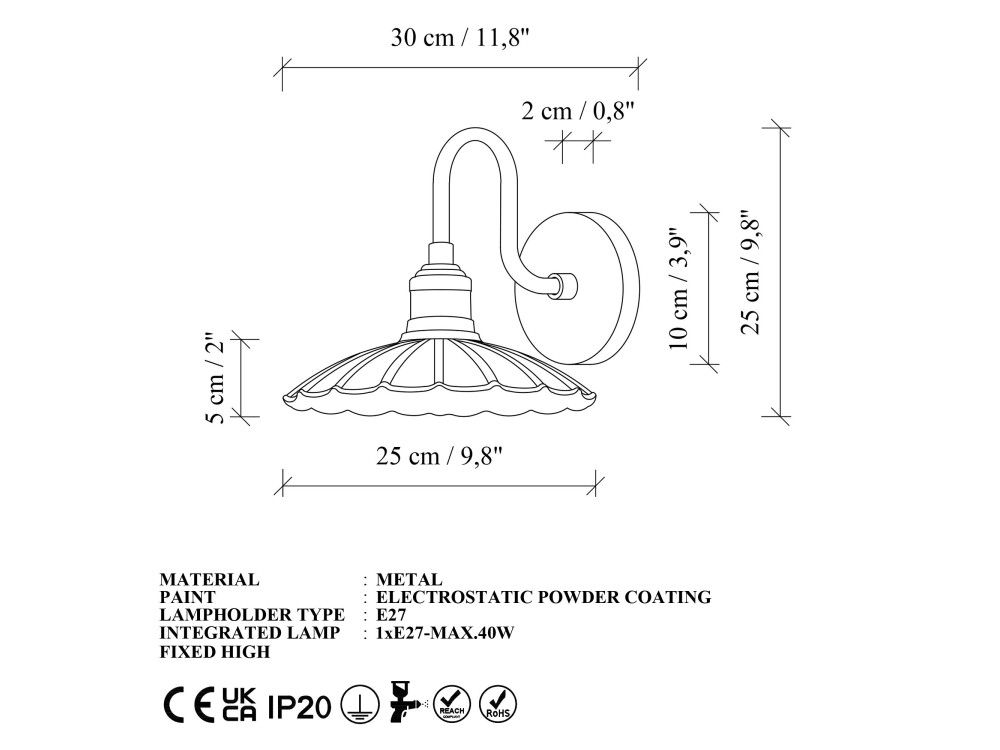 Metalen wandlamp "Vola" - 25 x 30 cm - Groen