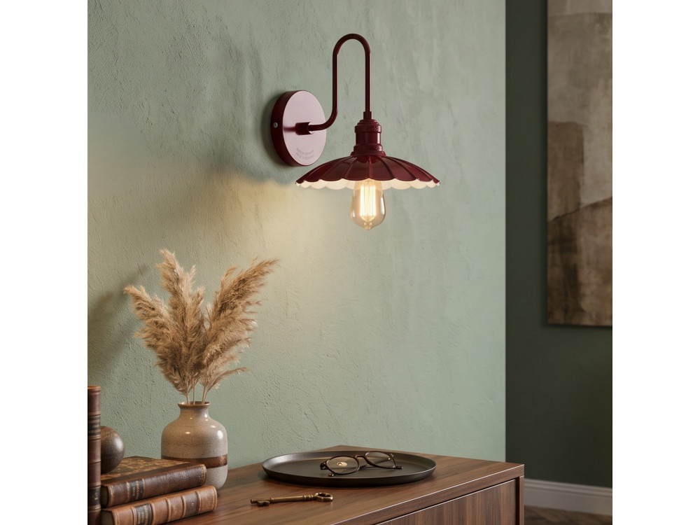 Metalen wandlamp "Volan" - 25 x 30 cm - Rood