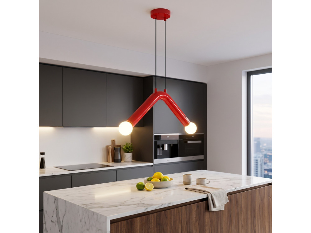 Metalen hanglamp "Balance" - 33 x 15 cm - Rood
