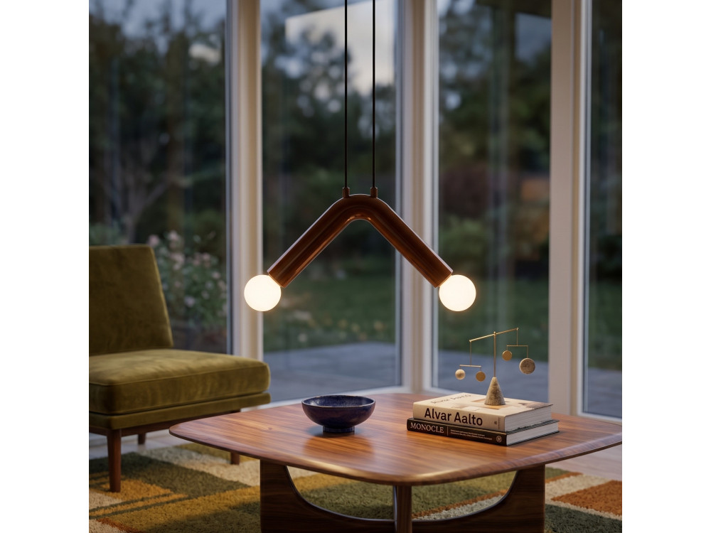 Metalen hanglamp "Balance" - 33 x 15 cm - Bruin