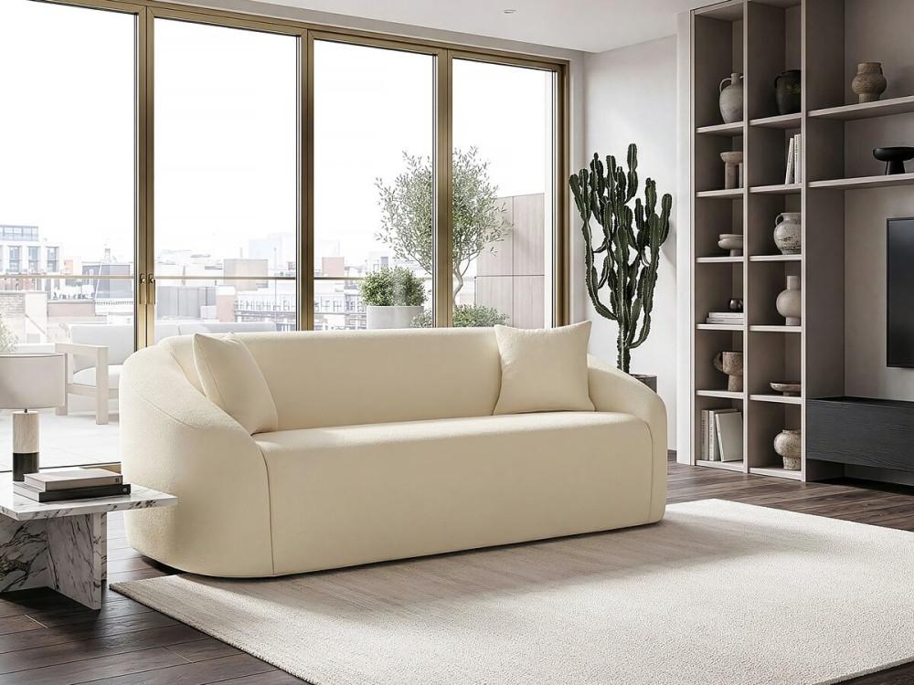 Vaste rechte bank in stof "Ondine" - 3-zits - Beige