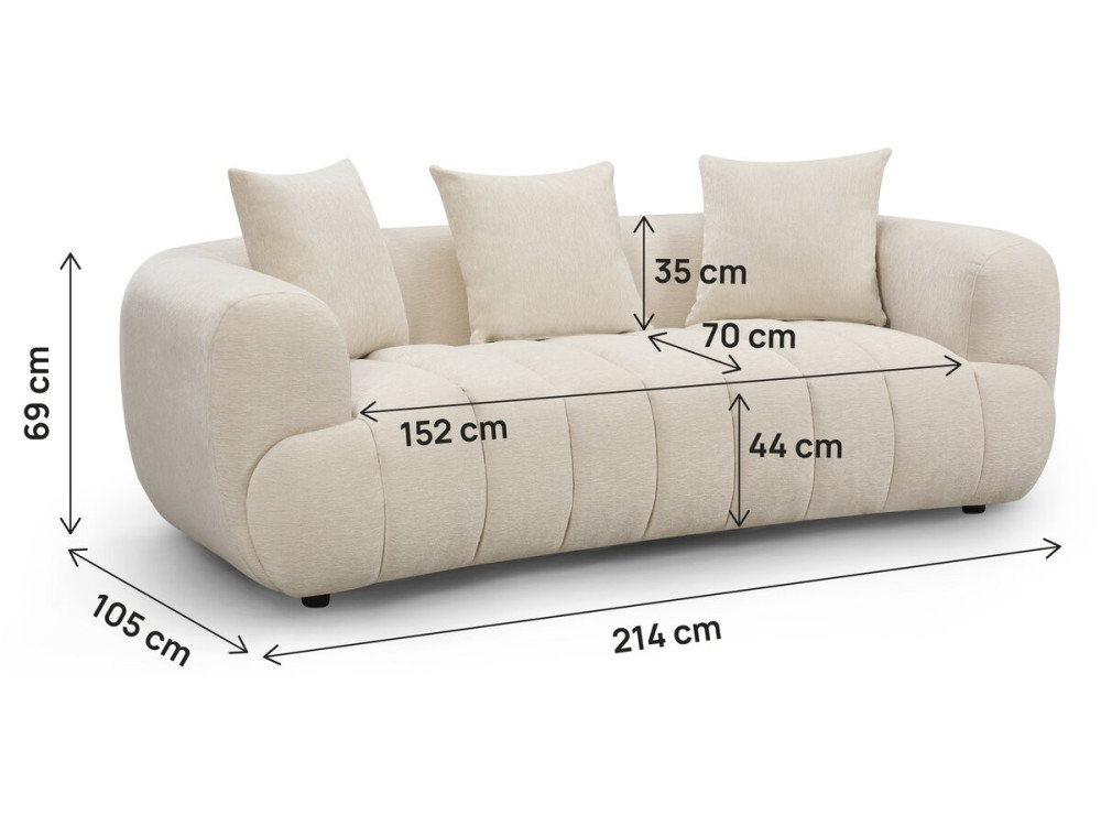Rechte bank "La Fayette" - 3-zits - Beige