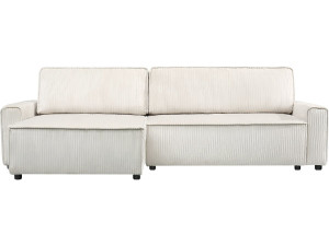 Hoekbank slaapbank meubel opbergruimte links of rechts velours ribfluweel bank "Montaigne" - 3 zits  - Beige - lichtbruin