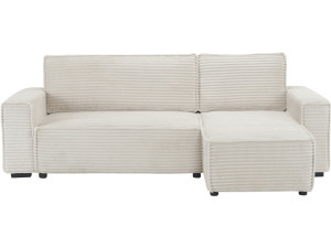 Hoekbank slaapbank meubel bank opbergruimte links rechts ribfluweel velours "Opera" - 3 zits - Beige - lichtbruin