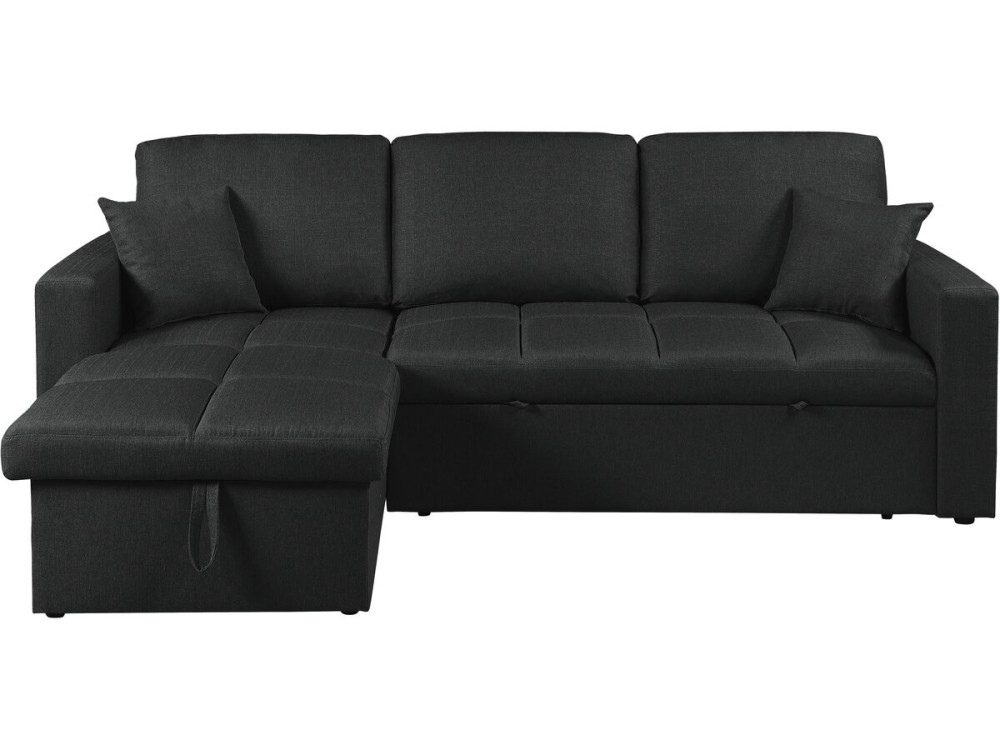 Hoekbank met slaapfunctie/omkeerbaar in 'bubble'-stijl "Alain" - 3-zits - Zwart